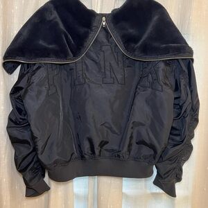 PINK Victoria's Secret Vintage Black Women's Bomber Varsity Windbreaker Jacket M